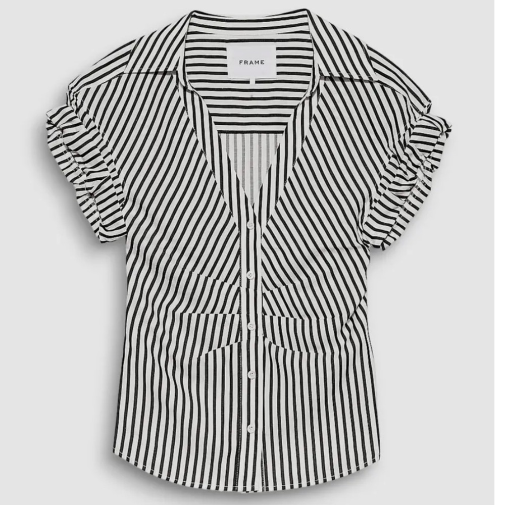 Frame button up -black and white striped- size M
